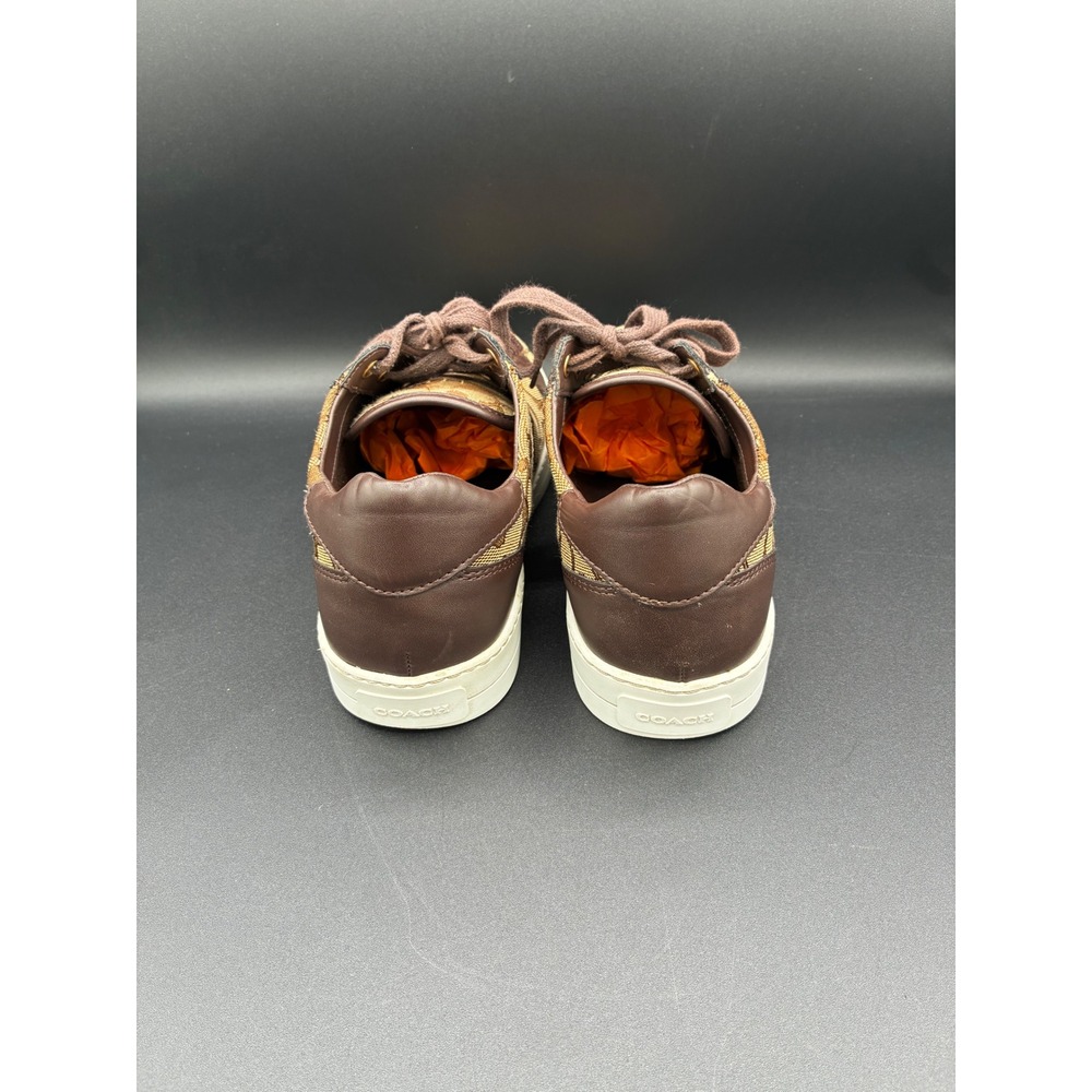 Coach Paddy Womens Signature Monogram Canvas Sneakers Khaki Mahogany Brown 9B - Picture 4 of 12